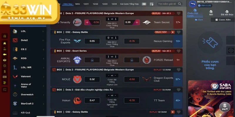 Esports là bộ môn không thể nào bỏ qua khi đến với thể thao tại 33WIN
